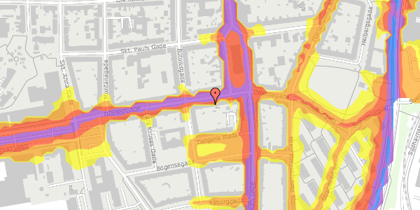 Trafikstøjkort på Odensegade 21, 3. tv, 8000 Aarhus C