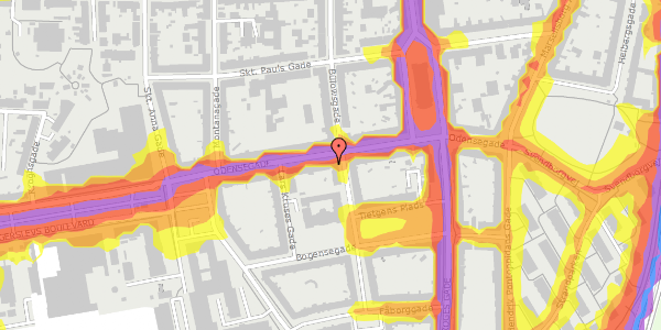 Trafikstøjkort på Odensegade 27, 1. th, 8000 Aarhus C