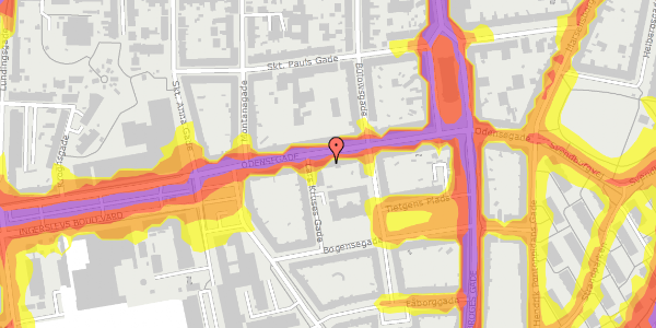 Trafikstøjkort på Odensegade 33, 4. , 8000 Aarhus C