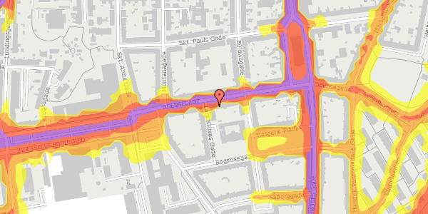 Trafikstøjkort på Odensegade 35, 4. tv, 8000 Aarhus C