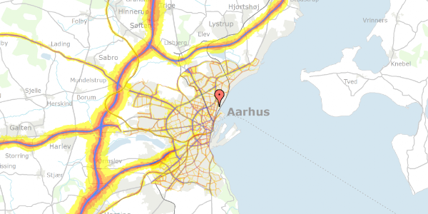 Trafikstøjkort på Otte Ruds Gade 36, 1. tv, 8200 Aarhus N