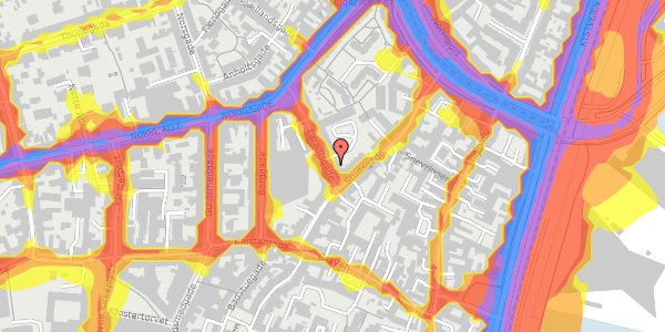 Trafikstøjkort på Paradisgade 2B, 8000 Aarhus C