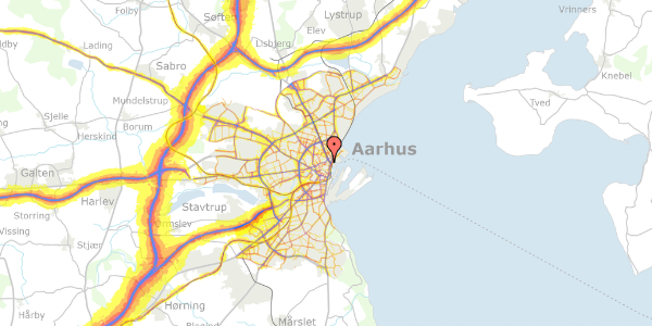 Trafikstøjkort på Paradisgade 9B, kl. , 8000 Aarhus C