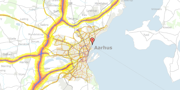 Trafikstøjkort på Peder Skrams Gade 5, 8200 Aarhus N