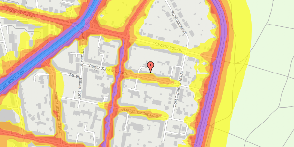 Trafikstøjkort på Peder Skrams Gade 36, st. th, 8200 Aarhus N