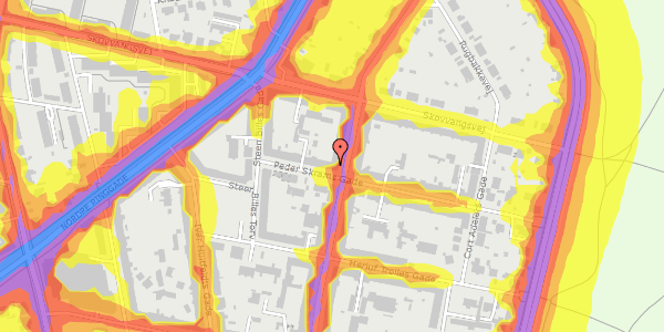 Trafikstøjkort på Peder Skrams Gade 50, 3. th, 8200 Aarhus N