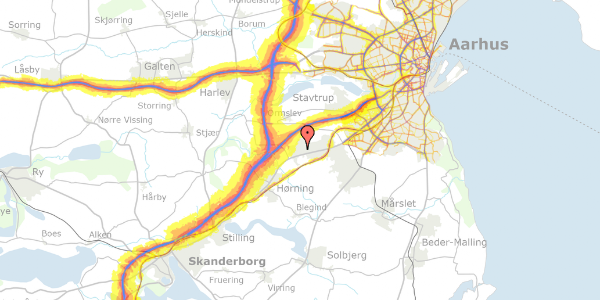 Trafikstøjkort på Pilegårdsvej 135, 8361 Hasselager