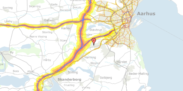 Trafikstøjkort på Pilegårdsvej 147, 8361 Hasselager