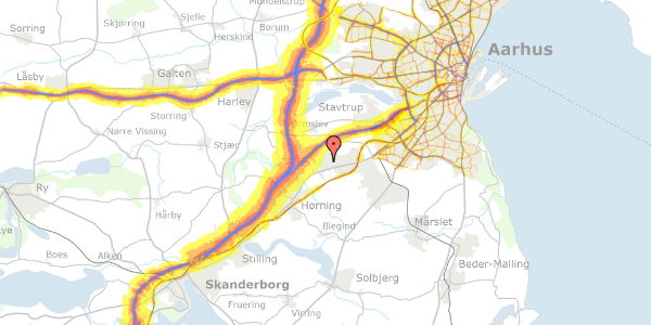 Trafikstøjkort på Pilegårdsvej 155, 8361 Hasselager