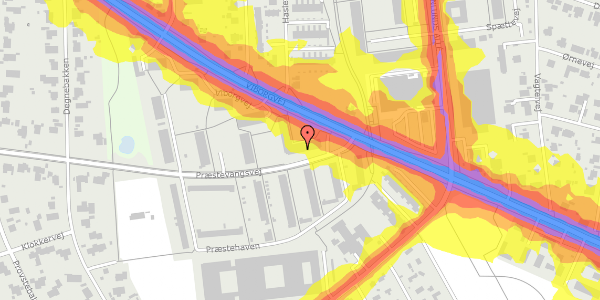 Trafikstøjkort på Præstevangsvej 2E, 8210 Aarhus V