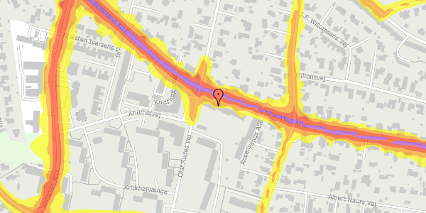 Trafikstøjkort på Rosenvangs Allé 206B, 1. th, 8270 Højbjerg