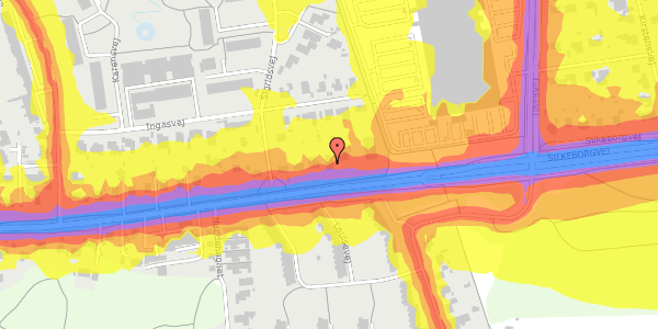 Trafikstøjkort på Silkeborgvej 556, 8220 Brabrand