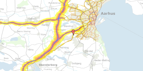 Trafikstøjkort på Skovhøj 172, 8361 Hasselager