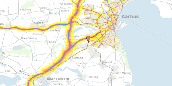 Trafikstøjkort på Skovhøj 208, 1. th, 8361 Hasselager