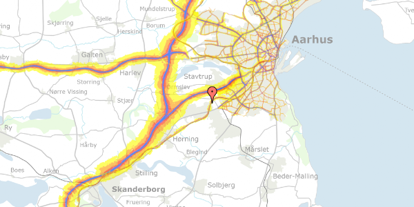 Trafikstøjkort på Skovhøj 289, 8361 Hasselager