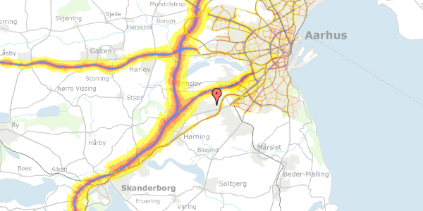 Trafikstøjkort på Skovvænget 25, 8361 Hasselager