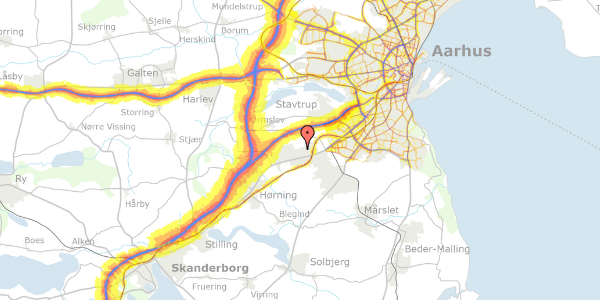 Trafikstøjkort på Skovvænget 29, 8361 Hasselager