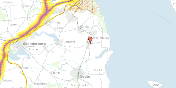 Trafikstøjkort på Smedegårds Allé 2, 8340 Malling