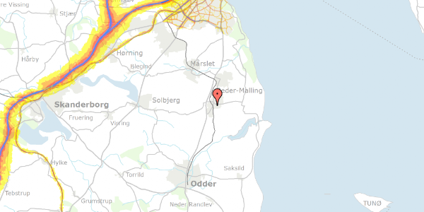 Trafikstøjkort på Smedegårds Allé 47, 8340 Malling