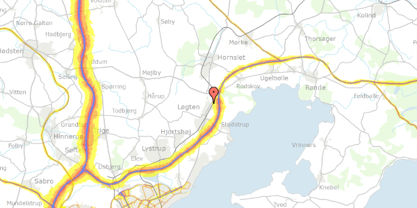 Trafikstøjkort på Smedestien 11, 8541 Skødstrup