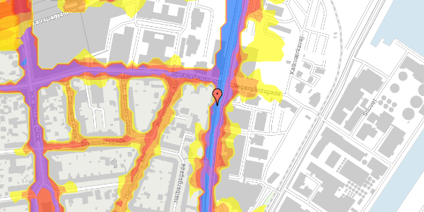 Trafikstøjkort på Strandvejen 8A, kl. th, 8000 Aarhus C