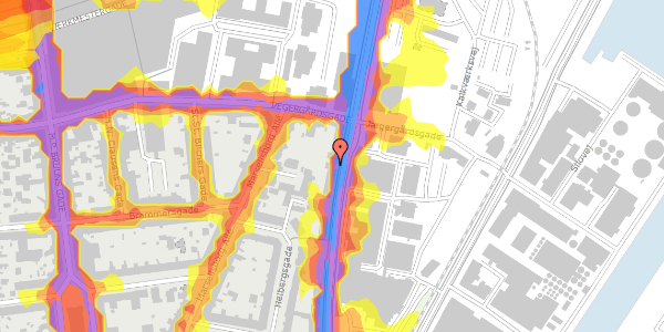 Trafikstøjkort på Strandvejen 8B, kl. th, 8000 Aarhus C