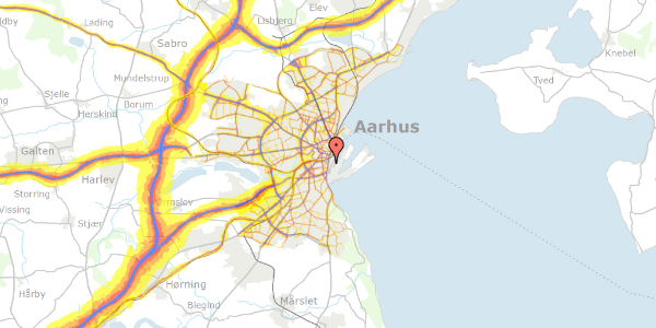 Trafikstøjkort på Strandvejen 10B, 2. th, 8000 Aarhus C