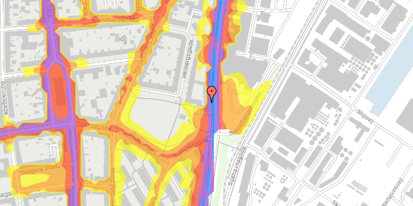 Trafikstøjkort på Strandvejen 36, st. th, 8000 Aarhus C