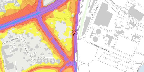 Trafikstøjkort på Strandvejen 56, 8000 Aarhus C