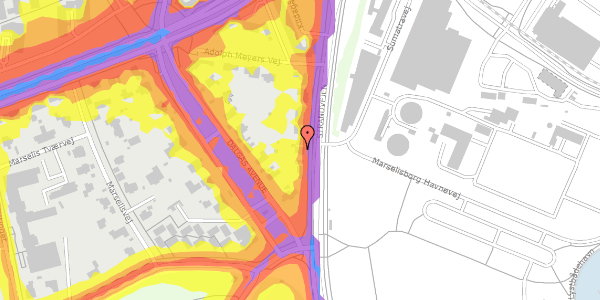 Trafikstøjkort på Strandvejen 58, 8000 Aarhus C