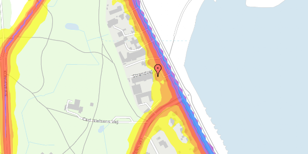 Trafikstøjkort på Strandvejen 106, st. 1, 8000 Aarhus C