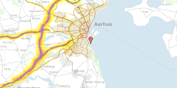 Trafikstøjkort på Strandvejen 134, 8000 Aarhus C