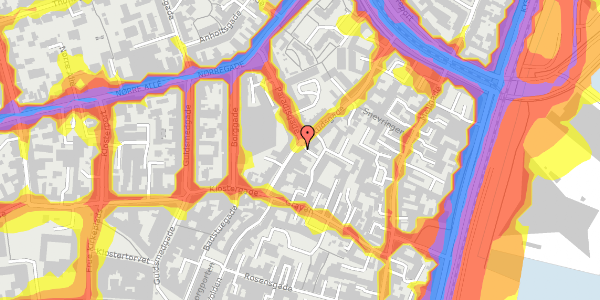 Trafikstøjkort på Studsgade 12, 4. th, 8000 Aarhus C