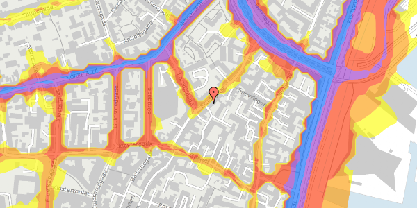 Trafikstøjkort på Studsgade 20, st. , 8000 Aarhus C