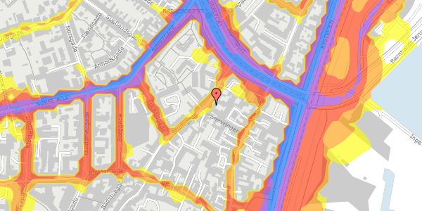 Trafikstøjkort på Studsgade 42, st. , 8000 Aarhus C