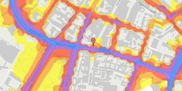 Trafikstøjkort på Søndergade 76, st. 1, 8000 Aarhus C