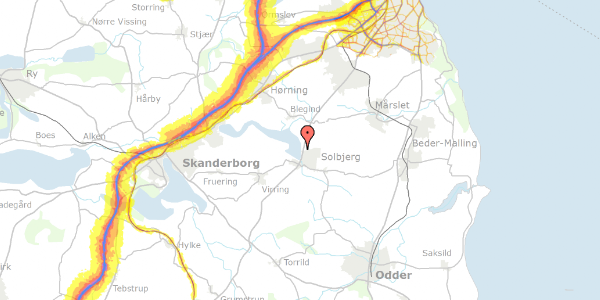 Trafikstøjkort på Søvangsvej 13, 8355 Solbjerg