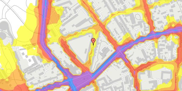 Trafikstøjkort på Teglværksgade 13, 3. th, 8000 Aarhus C