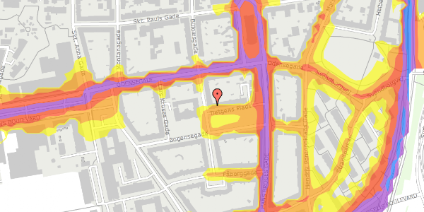 Trafikstøjkort på Tietgens Plads 14, 3. th, 8000 Aarhus C