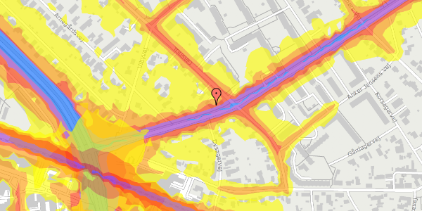 Trafikstøjkort på Tousvej 98A, 8230 Åbyhøj