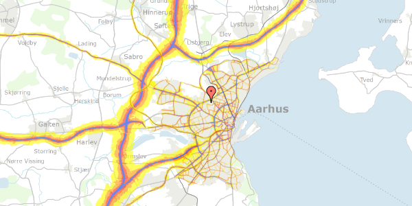 Trafikstøjkort på Haveforeningen Trillegården 48, 8210 Aarhus V