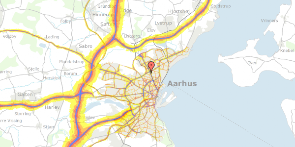 Trafikstøjkort på Uppsalagade 7, 8200 Aarhus N