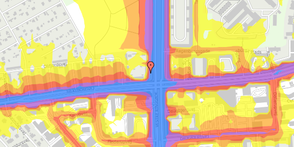 Trafikstøjkort på Vestre Ringgade 43, 2. th, 8000 Aarhus C