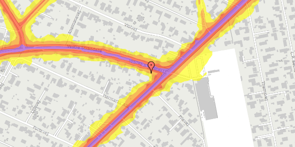 Trafikstøjkort på Vestre Strandallé 162, 8240 Risskov