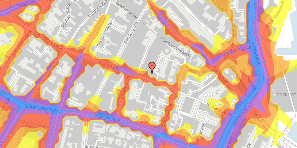 Trafikstøjkort på Østergade 27, 3. tv, 8000 Aarhus C