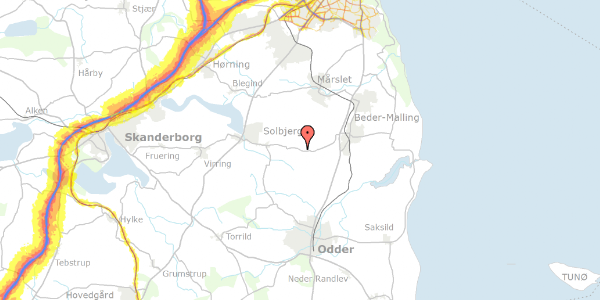 Trafikstøjkort på Østergårdsvej 187, 8340 Malling