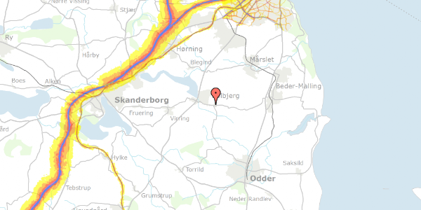 Trafikstøjkort på Østergårdsvej 244, 8355 Solbjerg