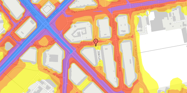 Trafikstøjkort på Ålborggade 19, kl. th, 8000 Aarhus C