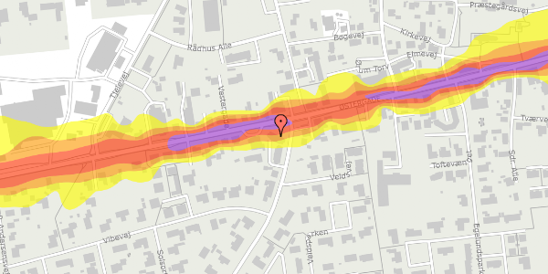 Trafikstøjkort på Vestergade 1A, st. th, 8830 Tjele