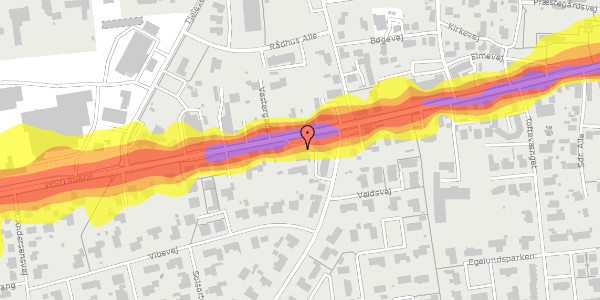 Trafikstøjkort på Vestergade 3, 8830 Tjele